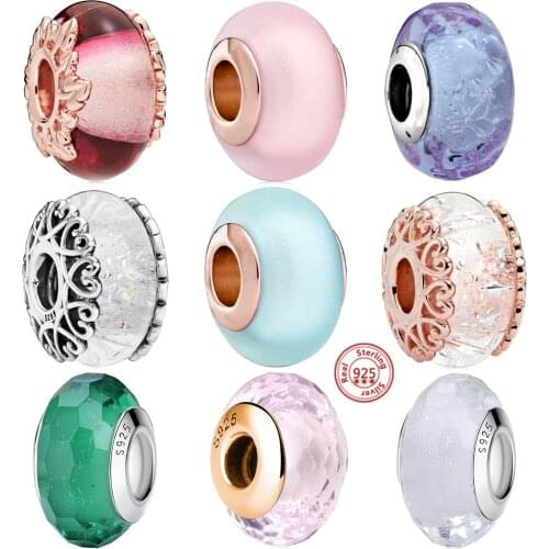 New Glass Bead Orchid Flower Starfish Honeycomb Butterfly Charm Fit Original Pandora Bracelet Silver 925 DIY Women Jewelry