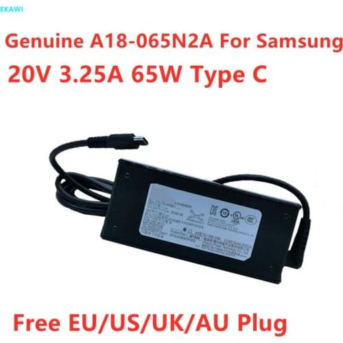 Genuine 20V 3.25A 65W Type C A18-065N2A PD-65ABH A065RP06Q AC Adapter For SAMSUNG NP750QUB NP930MBE Laptop Power Supply Charger