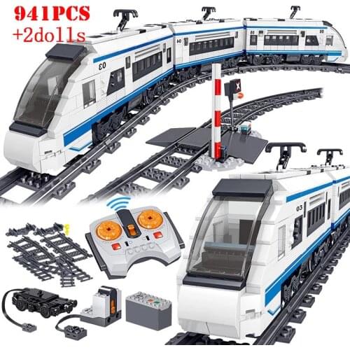 RC City Electric Power-Driven Railway Train Building Blocks Remote Control High-speed Rail Train Bricks Children Toys Kids Gifts