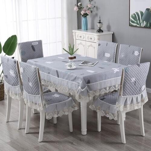 Luxury Delicate Tablecloth Household Chair Cushion Set Floral Print Jacquard Table Cloth Set Wedding Decorate Dinner Table Cover