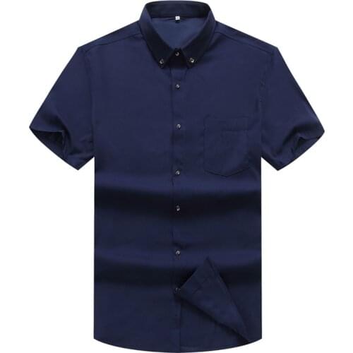 Spring Summer Casual Shirt Men High Quality Mens Dress Shirts Solid Slim Fit Short Sleeve Mens Shirt Plus Size 8XL Men Clothing