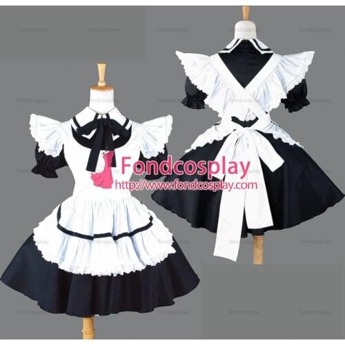 Sexy Sissy Maid Cotton Lockable Dress Uniform Cosplay Costume Tailor-made[CK432]