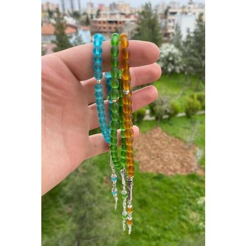 Coffee Color Wrist Boy Mascot Glass Rosary Flexible Drawstring Ornament Prayer Beads Metal Tassels