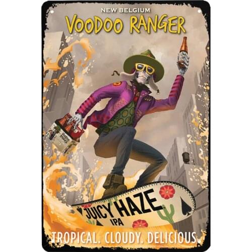 Super durable New Belgium Voodoo Ranger Beer Metal Tin Sign Vintage Bar Cave Decoration Bar Beer Tin Sign 8x12 Inch
