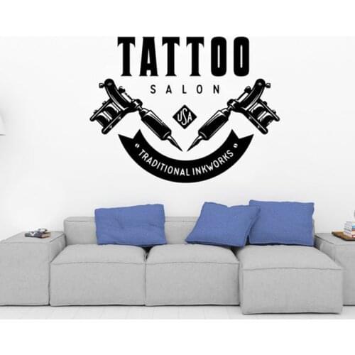 Tattoo Shop Salon Logo Wall Decal Art studio Sign Vinyl Sticker Tattoo Salon Window Sticker Wall Decor Removable Art Mural C103