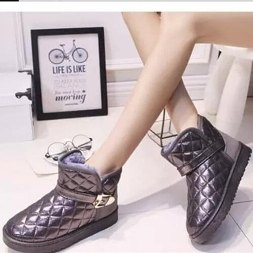 Winter Warmth Womens Snow Boots Lovely Pure Color Combat Boot Wool Flat Shoes Rubber Non-Slip Plus Thick Girls Cotton Shoes