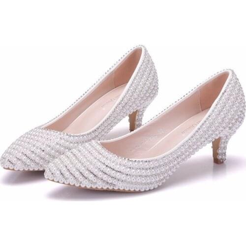 Female Pumps Rhinestone Pointed Toe Thin Heels 5CM Nude Shallow Mouth Women Shoes Fashion Office Work Wedding Party Shoes