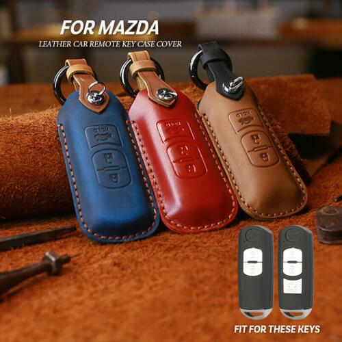Remote Key Protector 2 3 Buttons Leather Case Cover For MAZDA 2 3 5 6 CX5 CX7 CX9 keychain