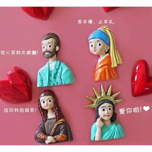 Pearl Earring Girl Van Gogh Mona Lisa Liberty Creative Decoration Celebrit Funny Refrigerator Sticker Polyresin Fridge Magnet
