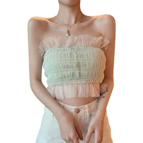 Women Sexy Lingerie Mesh Wrapped Chest Top fashion sweet Lace Tube Top Hot Sale