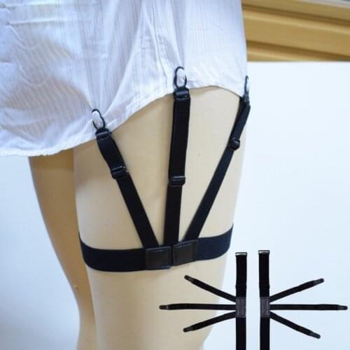 1 Pair Men Shirt Stays Belt with Non-slip Locking Clips Keep Shirt Tucked Leg Thigh Crease-resistance Suspenders Clip & Strap