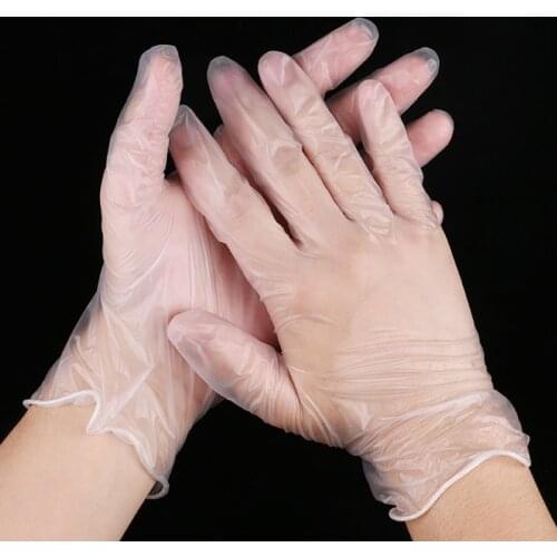 100pcs/lot Transparent Disposable PVC Gloves Dishwashing Kitchen Rubber Garden Gloves Universal For Home Cleaning