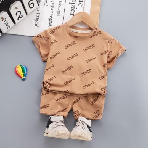2021 Summer Toddler Baby Boy Clothes Outfit Letters Short Sleeve T Shirt+Shorts 2 PCS Set Girls Clothing Kids Costume Tracksuit