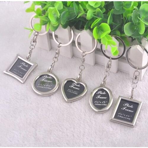 FREE SHIPPING by FEDEX 100pcs/lot Wholesale Metal Mini Photo Frame Keychains Metal Photo Keyrings for Promotional Gift