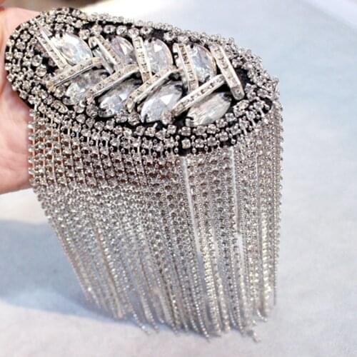Shiny Tassel Rhinestone Epaulet Brooch Handmade Clothing Accessories Shoulder Jewelry Fashion Crystal Chain Epaulette