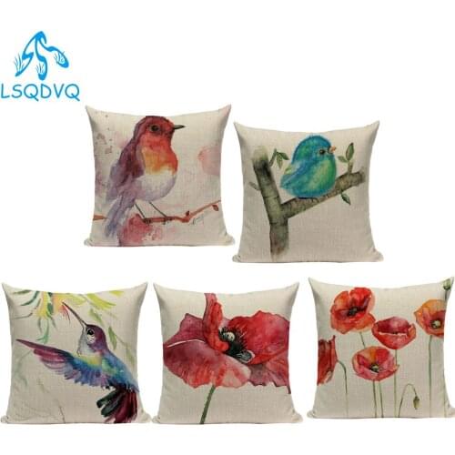 Decorative Throw Pillows Case Sofa Covers Plant Bird Pillow Covers Cushion Cover Home Decoration Pillowcase