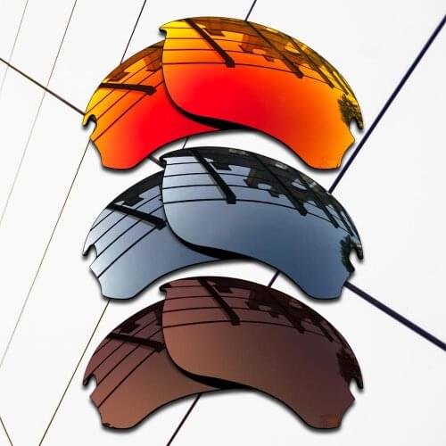 E.O.S 3 Pairs Brown & Fire Red & Black Chrome Polarized Replacement Lenses for Oakley Si Speed Jacket OO9228 Sunglasses