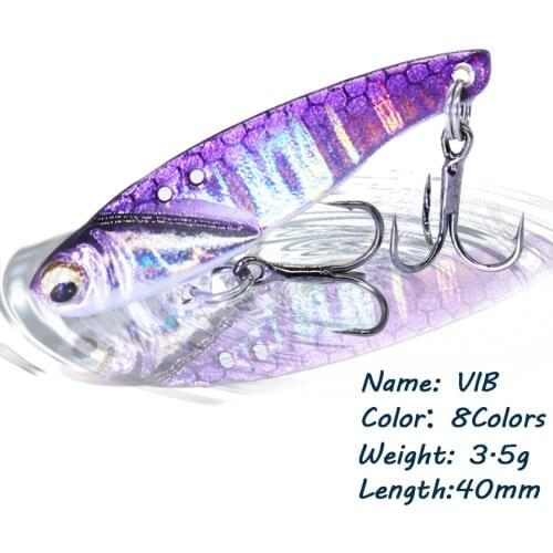 GOBYGO 1PCS 40MM 3.5G Metal Bait VIB Vibration 3D Eyes Fishing Lure Pencil Spinner Spoon Hard Bait Sinking Winter Fishing Tackle