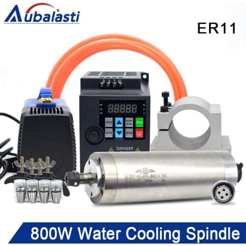 Water Cooled Spindle Kit 800w Water Cooling Spindle 4 bearings D65mm 0.8kw Spindle & 1.5kw Inverter VFD 75w Water Pump