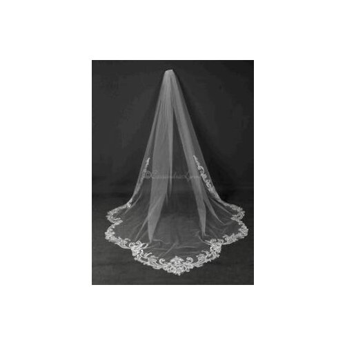 Custom style 3m lace bridal veil weding dreses veil with lace around hem lace veil