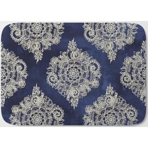 HOT Bathroom Rugs Cream Floral Moroccan Bath Mat Flannel Absorbent Non Slip Doormat Entrance Door Bath Room Mats Easter 40x60