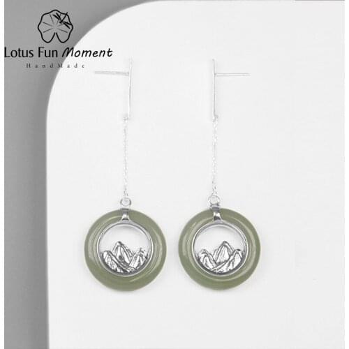 Lotus Fun Moment Real 925 Sterling Silver Fashion Jewelry Classic Oriental Element Mountain Design Drop Earrings for Women