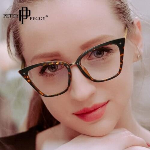 Fashion Cat Eye Anti Blue Ligth Glasses Women Men Metal Gradient Frame Glasses Transparent Bluelight Eyeglasses Vintage Glasses