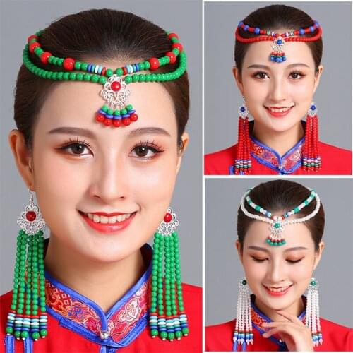 Mongolian costume accessories women elegant headdress beautiful mongolia stage dance hair accessories princess cosplay headwear