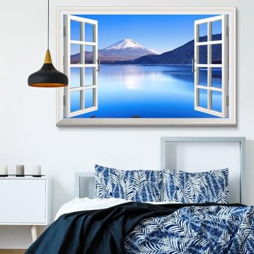 Wall art canvas Pictures Beautiful tropical beach landscape gallery painting simulation window 3D Effect For family room decor