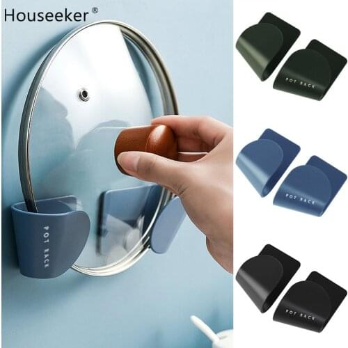 2pcs/Set Pot Lid Holder Wall-Mounted Hanging Holder for Pan Pot Cover Rack Kitchen Organizer Plastic Kitchen Storage Rack