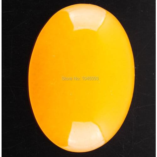 Natural Yellow Jades Gem Stone Oval Cabochon CAB No Hole Jewelry 30x40x8MM 1PCS QU3136