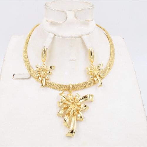 2020 NEW 4SETS Hot sale dubai gold plat High quality Fashion jewelry set Africa wedding women jewelry set earring