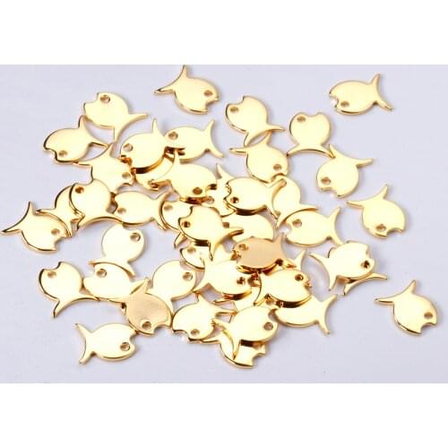 ASON 100 Pcs/Lot Small Fish Lovely Charm 316L Stainless Steel Gold Silver Color For Necklace Bracelet Jewelry Making Supplies