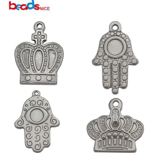 Beadsnice 39685smt2 10pcs/lot Stainless Steel Pendant Charm Flat Back Princess Crown Charms DIY Jewelry Making Supply