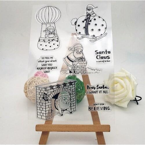 11X16CM Santa Claus Clear Stamps Transparent Seal Silicone Seal TPR Christmas Wedding Roller Stamps DIY Scrapbook Album Card
