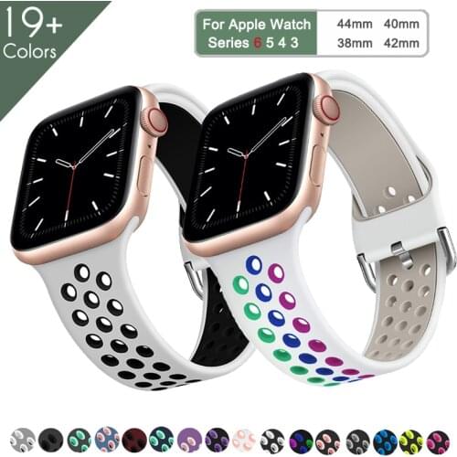 Silicone Strap For Apple Watch Sport Band series 6 se 5 4 3 breathable soft Strap for apple watch band 38mm 42mm 44mm 40mm