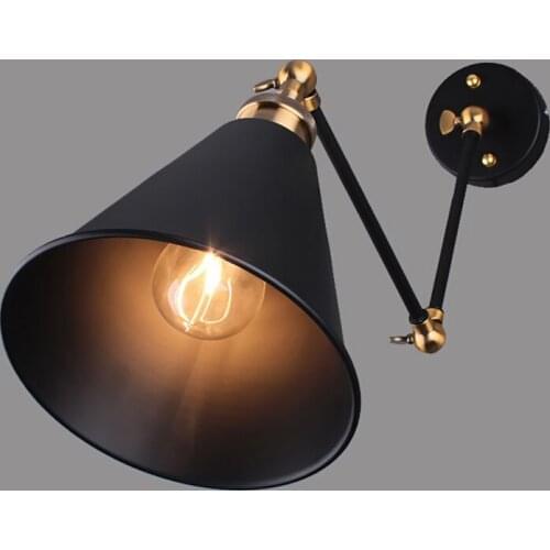 Retro Industrial Edison Simplicity Antique Wall Lamp With Metal Umbrella Shade Black Traditional Classic Metal Lighting Lamps