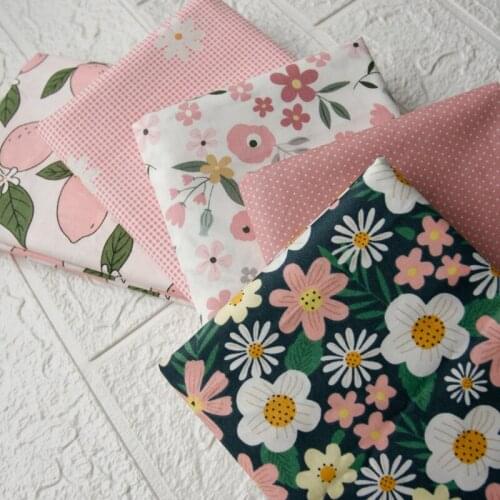 Flower Printed Pure Cotton Twill Fabric for Baby Handmade Bedding Sheet DIY Patchwork Home Textile Tablecloth Baby Dress Cloth