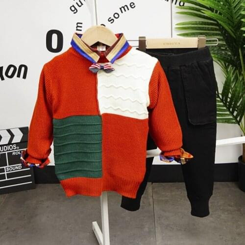 Children Clothing Boys Spring Knitted sweaters, striped shirts and Pants Sport Suit Baby Kids Clothes Sets 2-6years (YB005