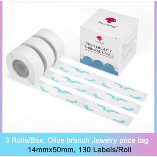 Phomemo D30 Thermal Label Self-Adhesive Label 14mmX50mm 130 Labels/Roll for Phomemo D30 Label Maker Thermal Printing Label Paper