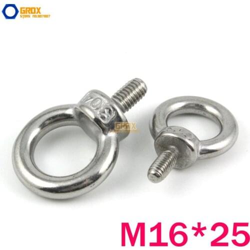 2 Pieces M16*25 Machine Eye Bolt 304 Stainless Steel
