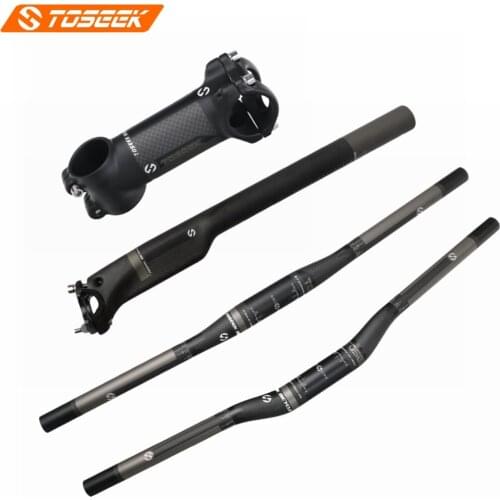 TOSEEK Matte Bike Mountain Handlebar Sets Carbon Fiber Handlebar + Cycling Seatpost + Bicycle Stem For MTB Bike Parts