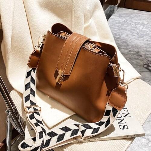 Vintage Simple Small bucket bag female PU Leather Crossbody Bags for Women 2021 Designer Fashion Luxury Black Shoulder Handbags