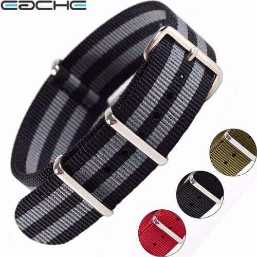 EACHE High Quality Nylon NATO Watch Band straps With Stainless Steel Silver Buckles