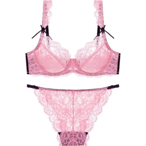 Nouvelle Seamless Sexy Lace Ultra Thin Bra and Panty Sets Large Size Lingerie Womens Brassieres ABCDE Cup Underwear