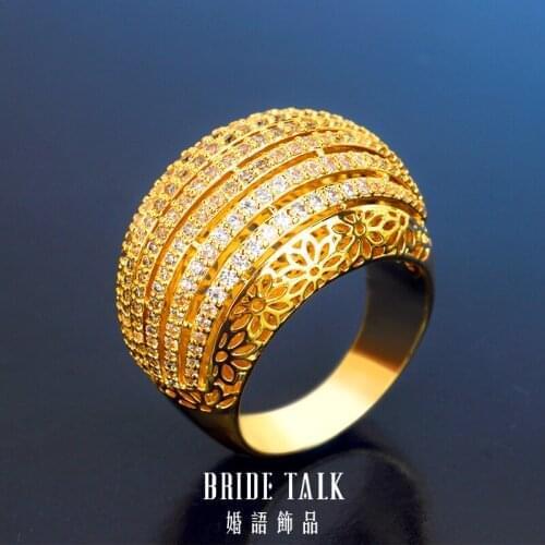 Bride Talk Wedding Big Rings Cross Geometry Line Cubic Zironia CZ Ring For Women Fashion Dubai Engagement Party Bridal Jewelry