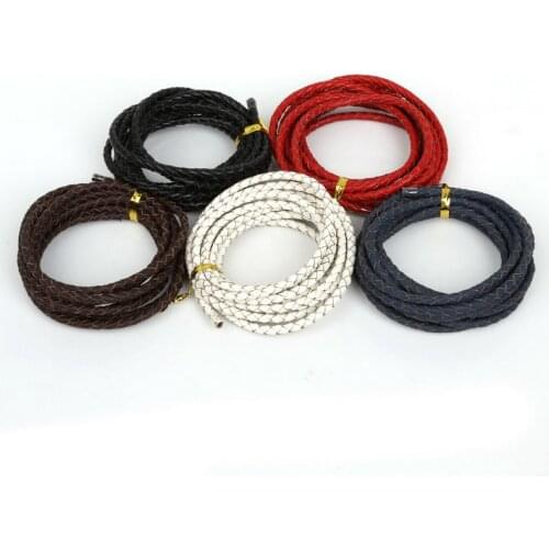 100% Real Round Genuine Leather Braided Cord Rope String Beading Thread DIY Necklace Bracelet For Jewelry Making 4mm 2 meter