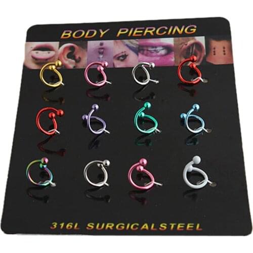 12 Pcs/lot S Hedix Nose Piercing Kylie Lip Indian Nose Rings Piercing Nose Ball Barbell Nose Piercing Mix Lot Piercing