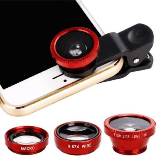 3-in-1 Wide Angle Macro Lens For Phone Fish Eye Lenses Kits with Clip 0.67x lens for mobile phones for iPhone Samsung Xiaomi