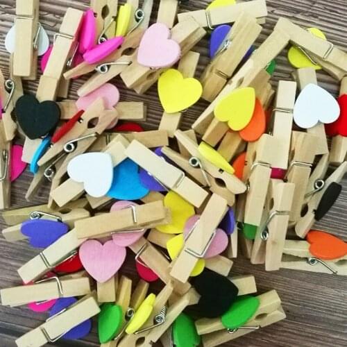 5Pcs Mini Wooden Heart Love Clothes Photo Paper Peg Pin Clothespin Craft Postcard Clips Home Decoration Wedding Decor